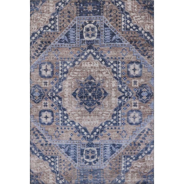 Mayfield Premium Machine Washable Abstract AMF1924 Brown 3 ft. x 5 ft. Area Rug