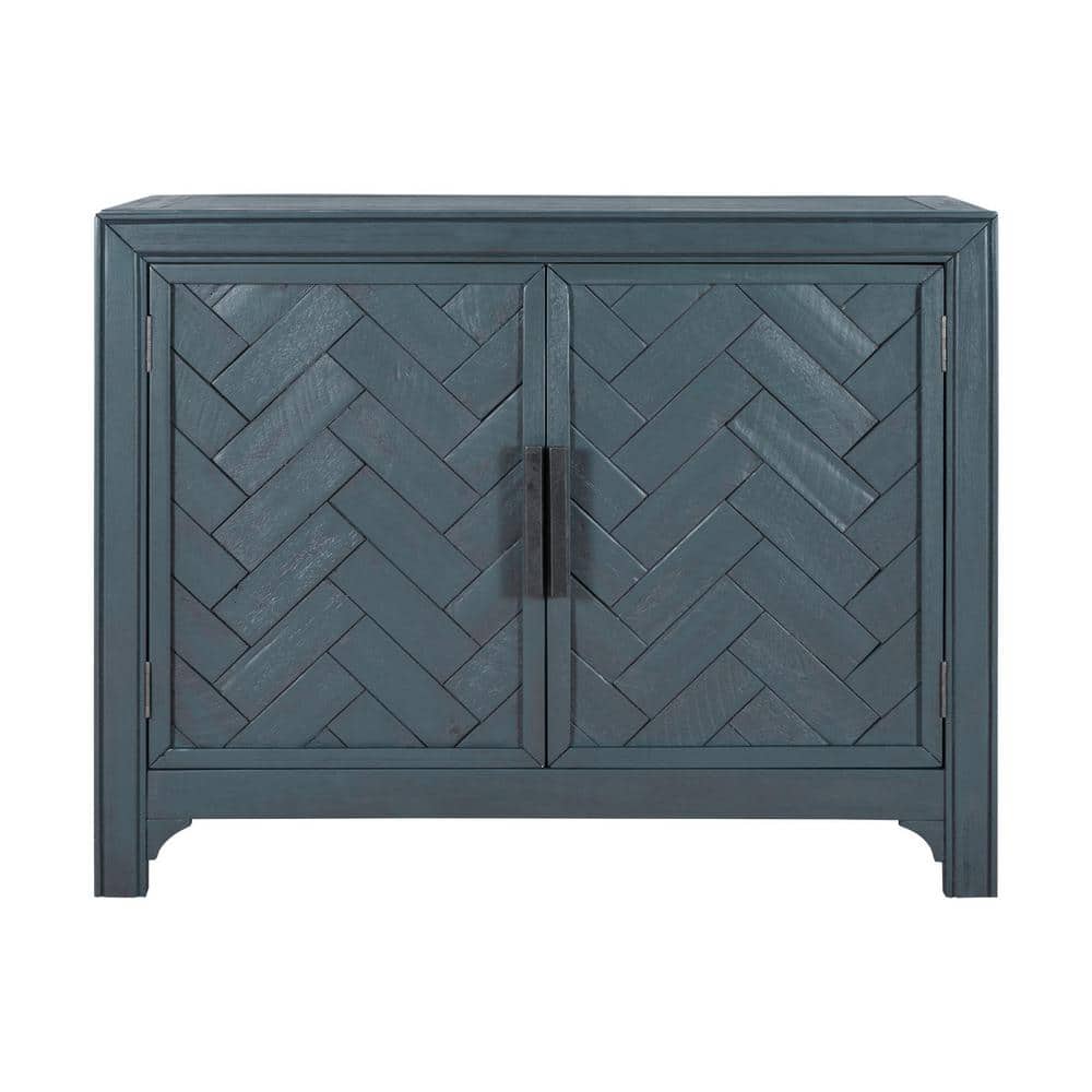 15 in.D x 40 in.W x 31.9 in.H Antique Blue Acacia Wood Accent Storage Cabin