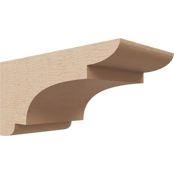 Ekena Millwork 4 in. x 4 in. x 8 in. Series 3 Wide New Brighton Rough Cedar Woodgrain Timberthane Polyurethane Corbel, Primed Tan