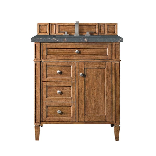 James Martin Vanities Brittany 30.0 in. W x 23.5 in. D x 34.0 in. H Bathroom Vanity in Saddle Brown with Parisien Bleu Silestone Quartz Top