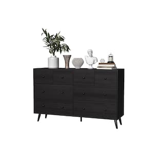 Elegant Black 8 drawer 57.08 in. Wide Chest of Drawers