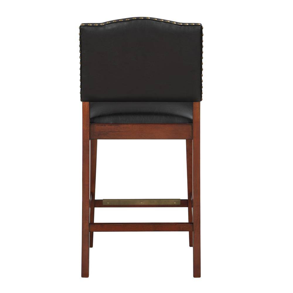 Denver 40" Brown Leather and Wood Counter Stool