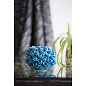 Open Coral Gloss Blue Ceramic Candle Holder