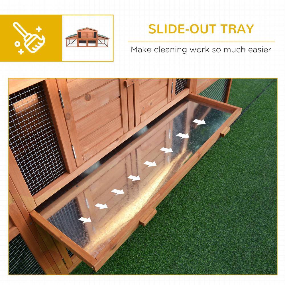 Large Brown Wooden Rabbit Hutch with Double Ramps and Weatherproof Roof