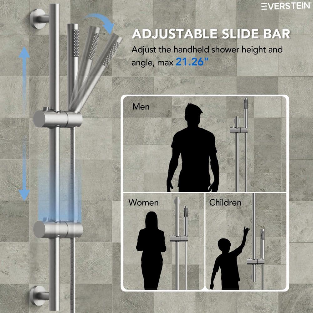 Dual Function Brushed Nickel Stainless Steel Shower System