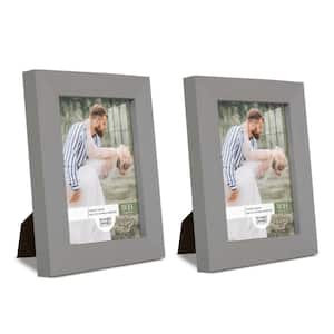 Grooved 3.5 in. x 5 in. Grey Picture Frame (Set of 2)
