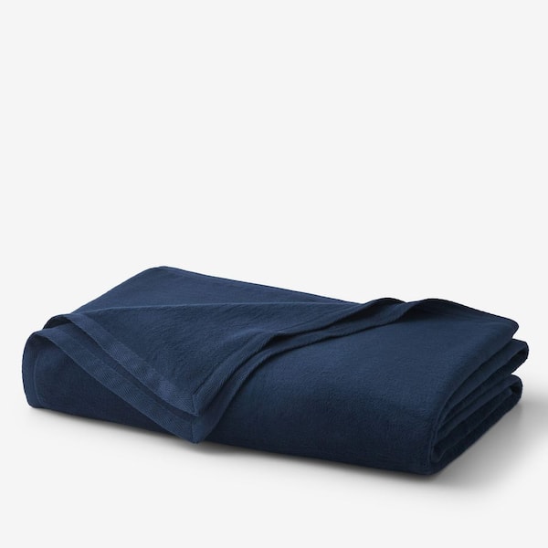Company Cotton Acrylic Fleece Collection Navy Cotton King/California King Woven Blanket