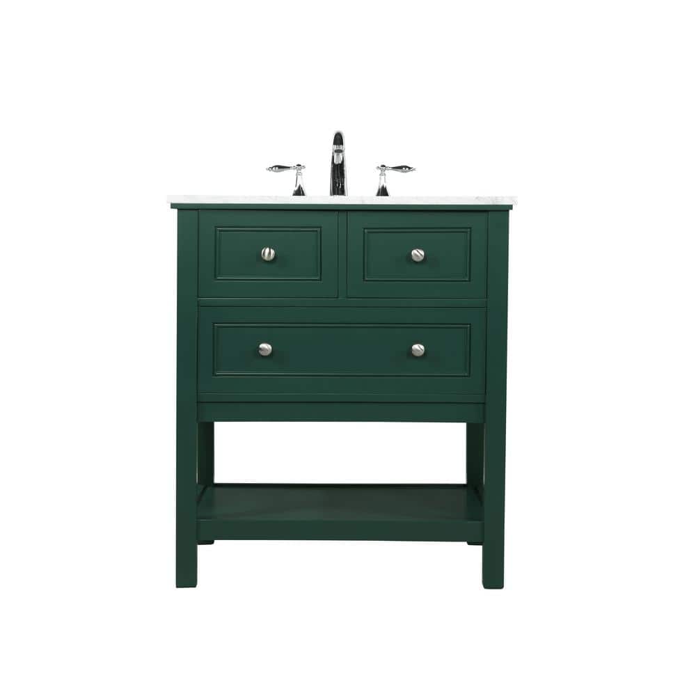 Simply Living 30 in. W x 22 in. D x 34 in. H Bath Vanity in Green with Carr