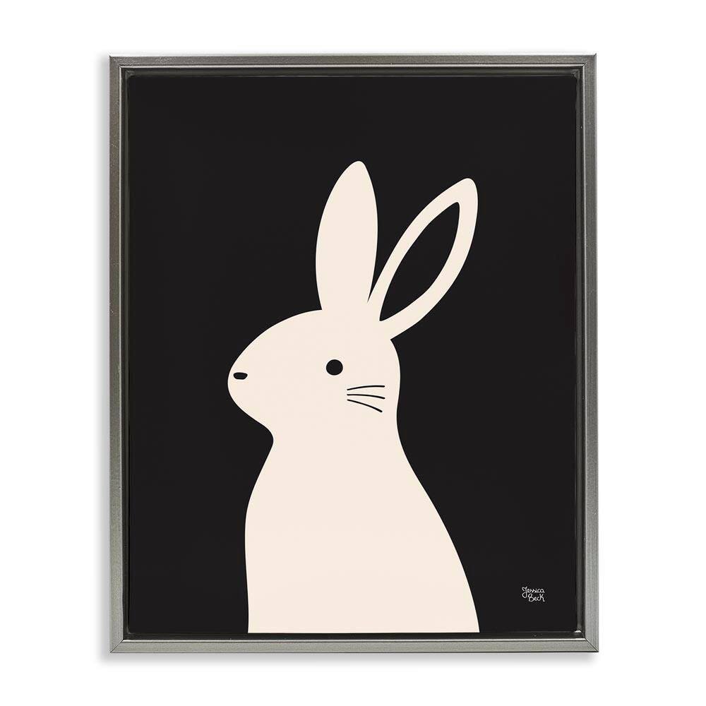 Simple White Bunny by Jessica Beck Gray Floater Frame Animal Graphic Art Print 21 in. x 17 in. price history on PriceWatchPro