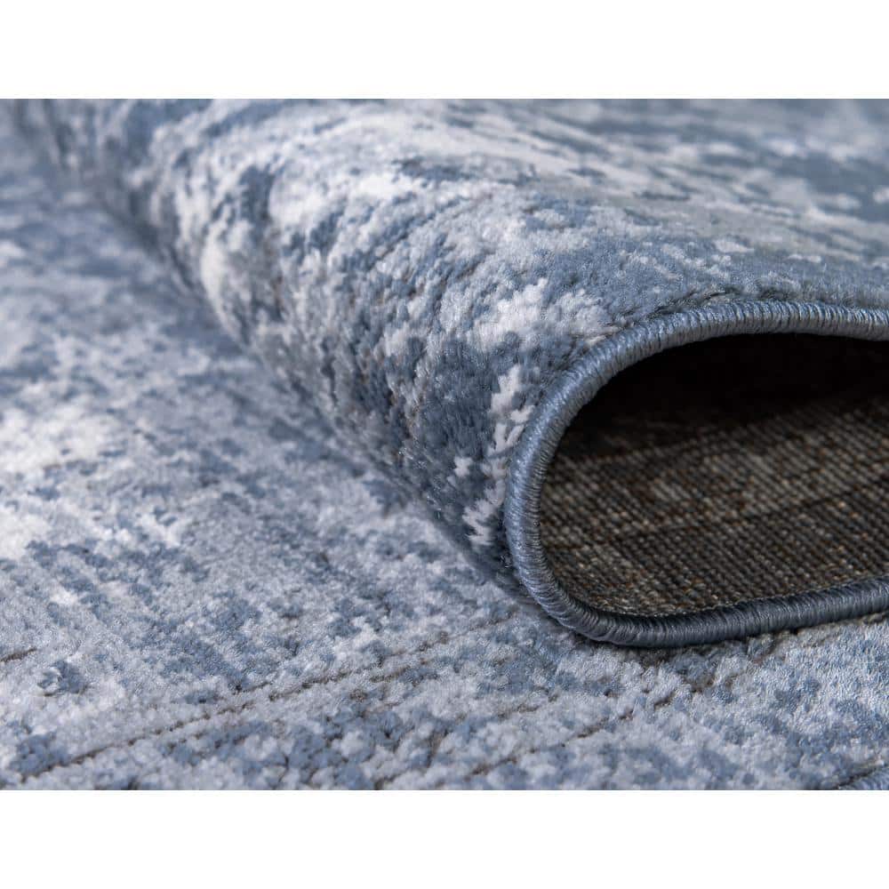 Soothing Blue & Gray Floral Indoor Rug 5'3" x 8' - Easy Care, Stain-Resistant