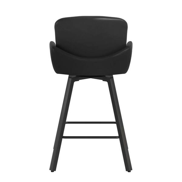 OrangeOne Nicola 26 in. Black Faux Leather Upholstered Swivel Bar