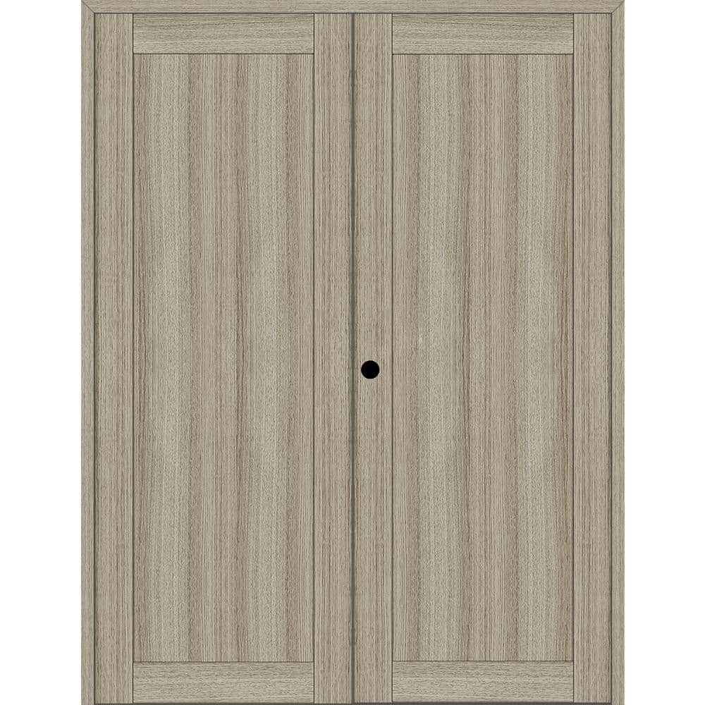 1 Panel Shaker 56 in. x 96 in. Right Active Shambor Wood Composite Double Prehung Interior Door price history on PriceWatchPro