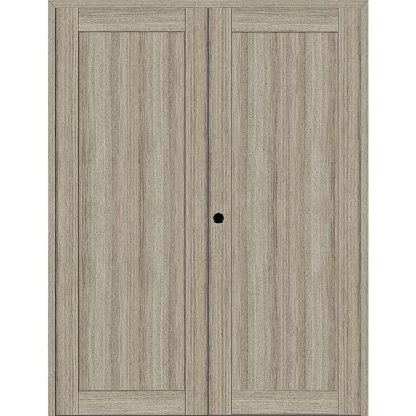 Belldinni 1-Panel Shaker 60 in. x 96 in. Right Active Shambor Wood Composite Double Prehung Interior Door
