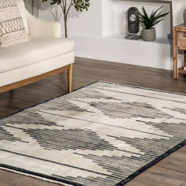 nuLOOM Beige 10 ft. x 13 ft. Vanita Transitional Southwestern Fringe Area Rug, Blue