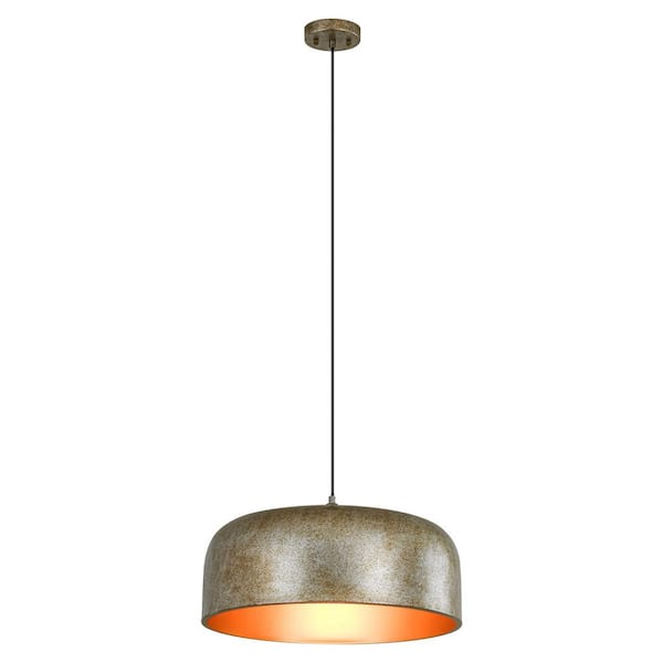 Tracy Contemporary Industrial 20.47 in. 1-Light Vintage Gold and Silver Oversized lsland Pendant Light