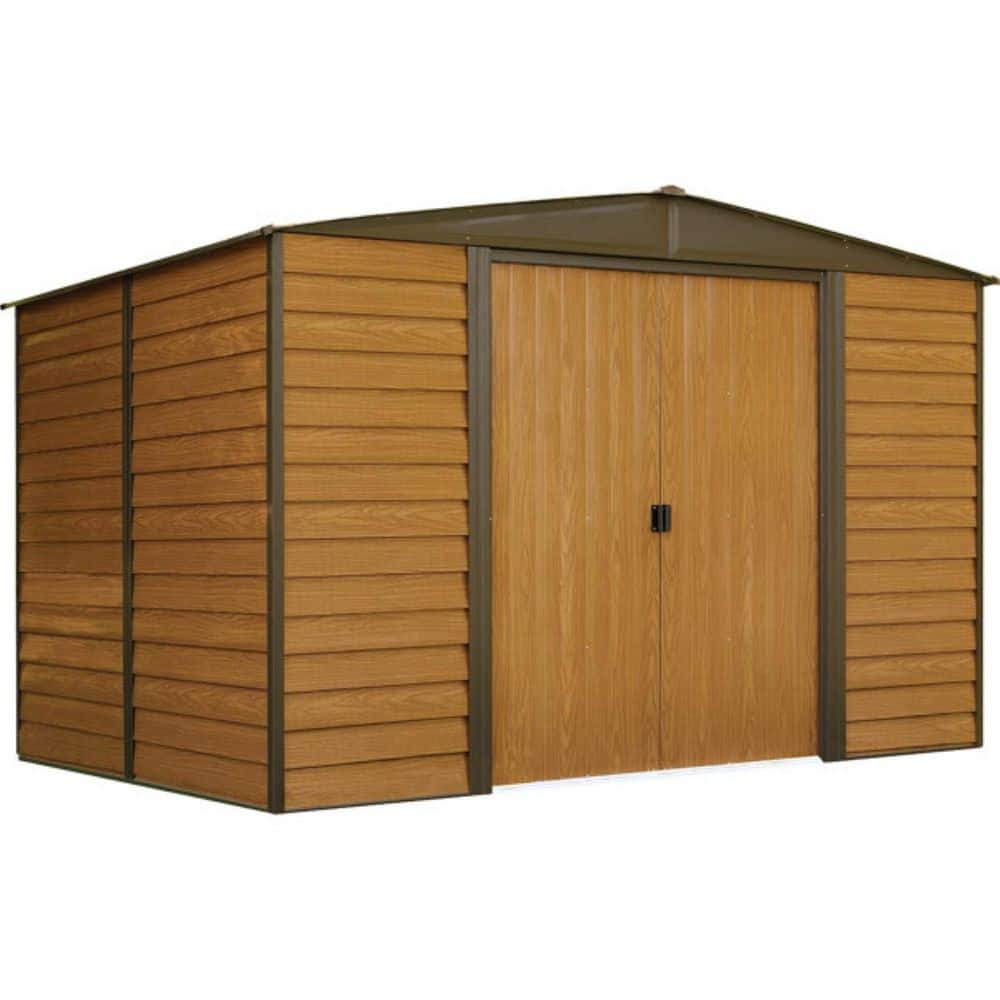Woodridge 10 x 8 ft. Brown Steel Storage Shed with Sliding Doors