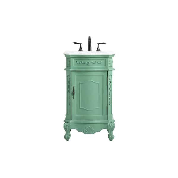 Unbranded Simply Living 21 in. W x 19 in. D x 36 in. H Bath Vanity in Vintage Mint with Ivory White Engineered Marble