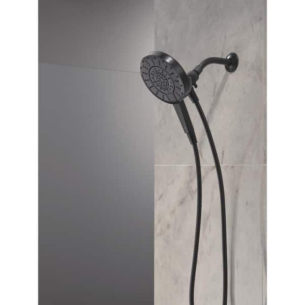 In2ition ProClean 5-Spray Wall Mount Dual Fixed and Handheld Shower Head in Matte Black