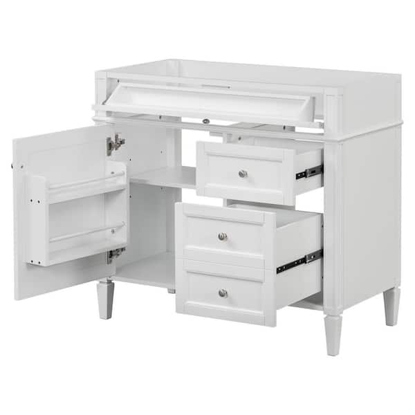 35.74 in. W x 17.87 in. D x 33 in. H Bath Vanity Cabinet without Top in White with 2 Drawers and a Tip-out Drawer