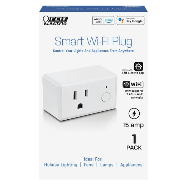 Amped AWP48W Wireless Wi-Fi Smart Plug, Compatible with  Alexa or  Google Assistant (Sold Separately), White