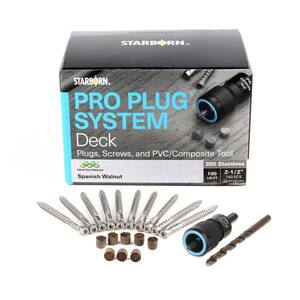 #10 x 2-1/2 in. Stainless Steel Star Drive Flat Undercut Composite Pro Plug System in Spanish Walnut (150-Pack)