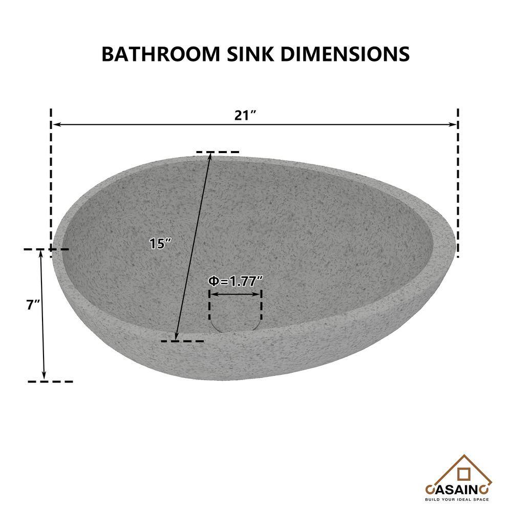CASAINC Maple 15.35'' Concrete Oval Bathroom Sink