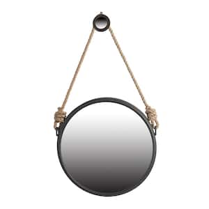 19.50 in. W x 19.50 in. H Contemporary Black Mirror with Rope Strap