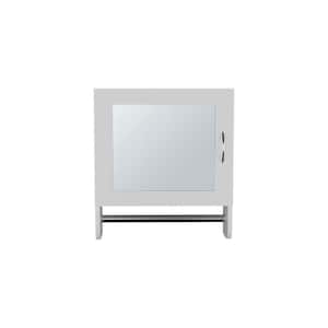 17.7 in. W x 5.7 in. D x 19.7 in. H  White Wall Mount Bathroom Storage Cabinet with Mirror and Towel Rack