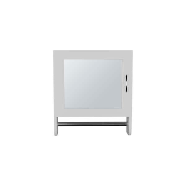 17.7 in. W x 5.7 in. D x 19.7 in. H  White Wall Mount Bathroom Storage Cabinet with Mirror and Towel Rack