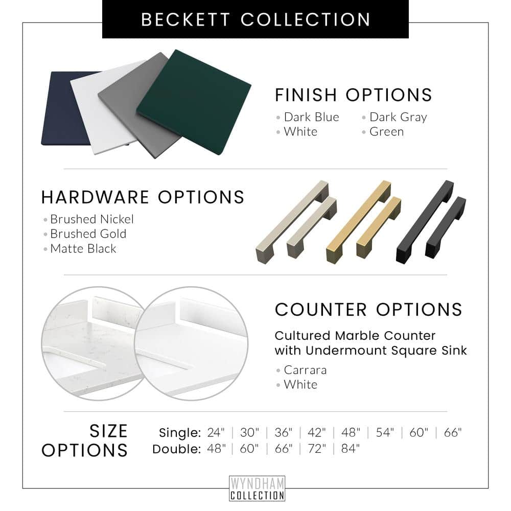 Beckett 36" White Freestanding Single Bathroom Vanity with Carrara Cultured Marble Top
