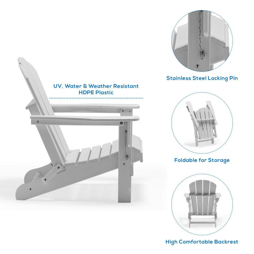 Orange HDPE Folding Adirondack Chairs Set of 2