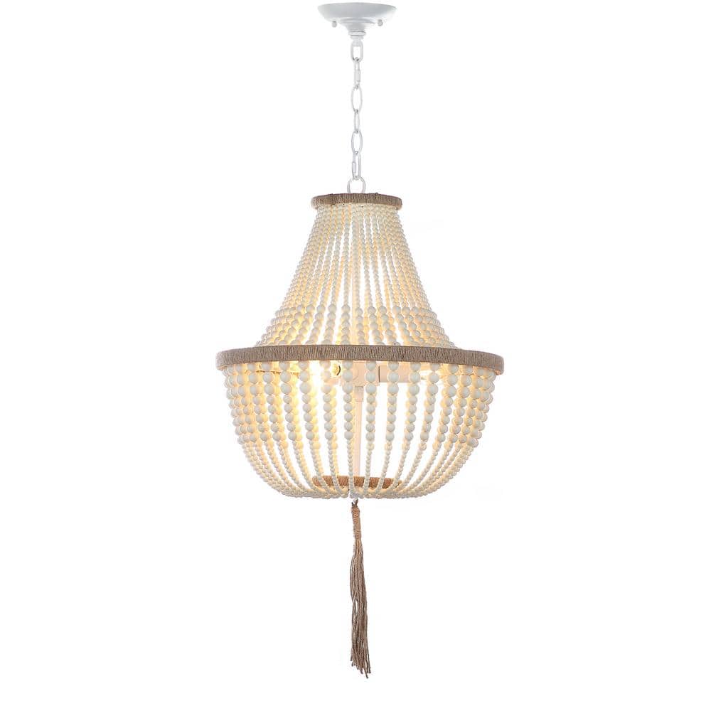 Cream Beaded Bohemian Bell Pendant Light