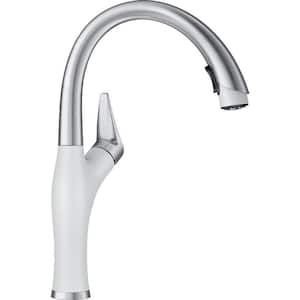 ARTONA Single-Handle Pull-Down Sprayer Kitchen Faucet in White/Stainless