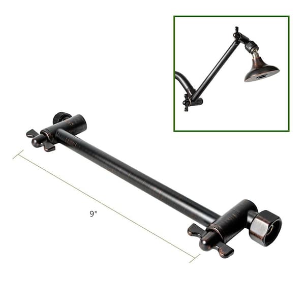 Exclusive 9 in. Adjustable Shower Arm Extension for Fixed Shower Heads, Oil Rubbed Bronze Finish