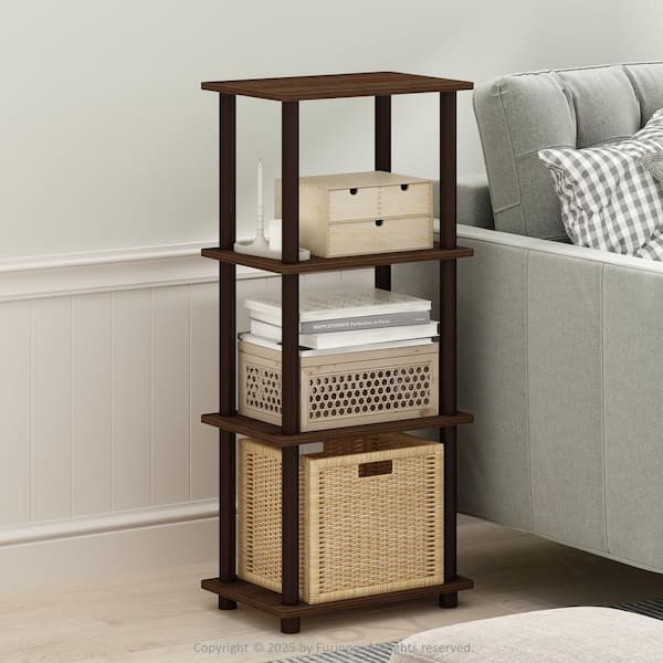Turn-N-Tube 15 in. Walnut/Brown Rectangle Wood 3-Tier End Table