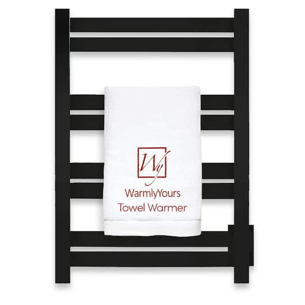 WarmlyYours Classic Maple 8-Bar Electric Hardwired Towel Warmer in Matte Black
