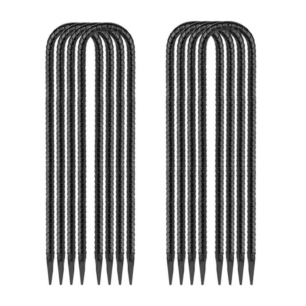 12 in. x 5/16 in. Diameter Rebar Stakes U Hook Ground Stakes for Outdoor Lawn, Black (8-Pack) price history on PriceWatchPro