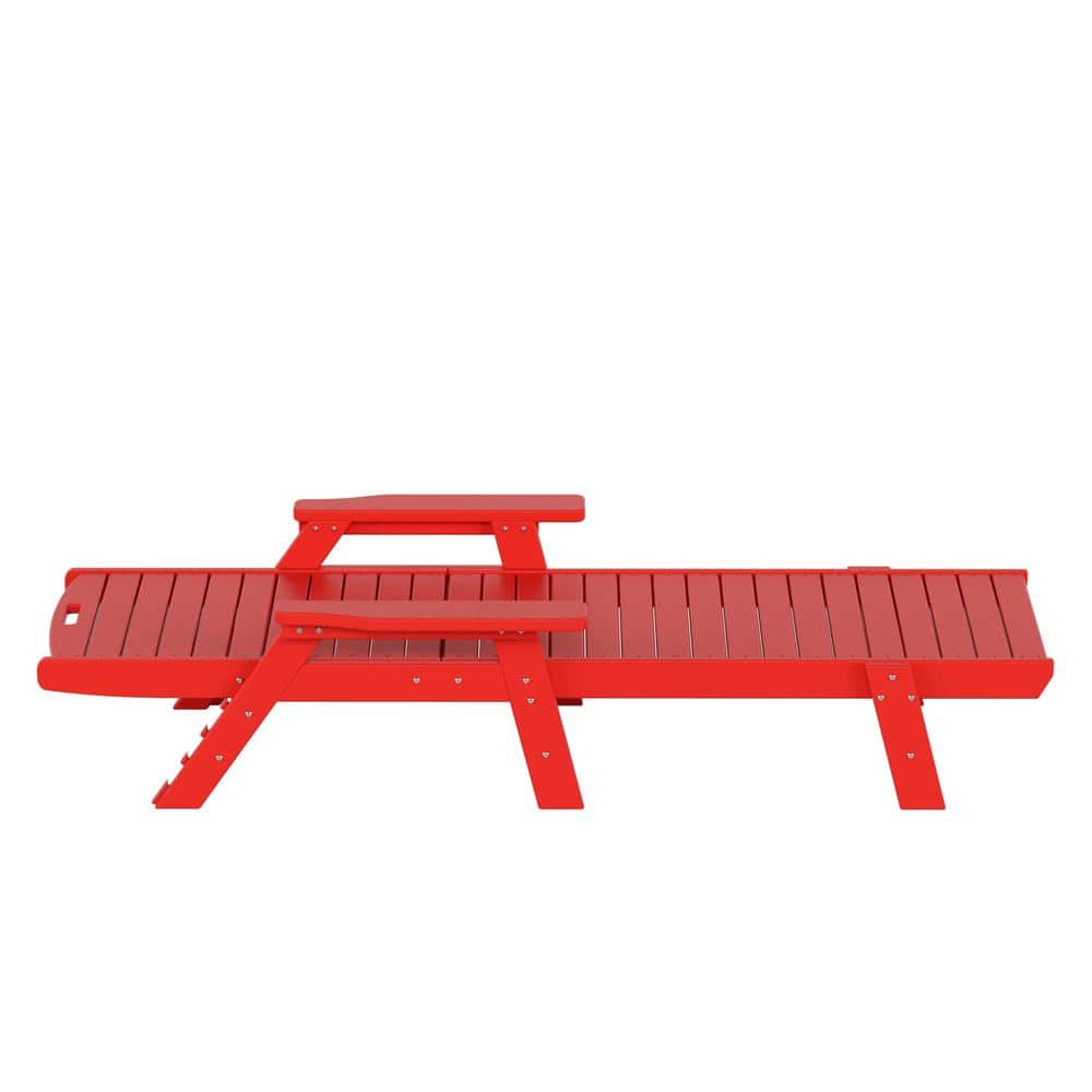 Laguna Red Plastic Chaise Beach Lounger with Arms