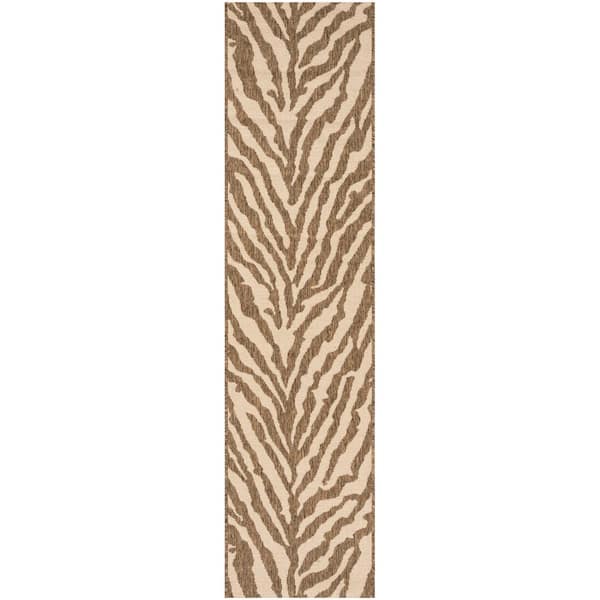 Beach House Cream/Beige 2 ft. x 8 ft. Animal Print Indoor/Outdoor Patio  Runner Rug