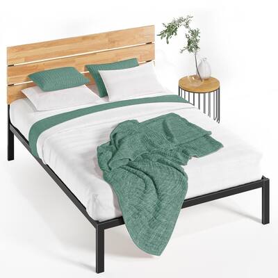 Paul Metal & Wood Platform Bed with Wood Slat Support, King