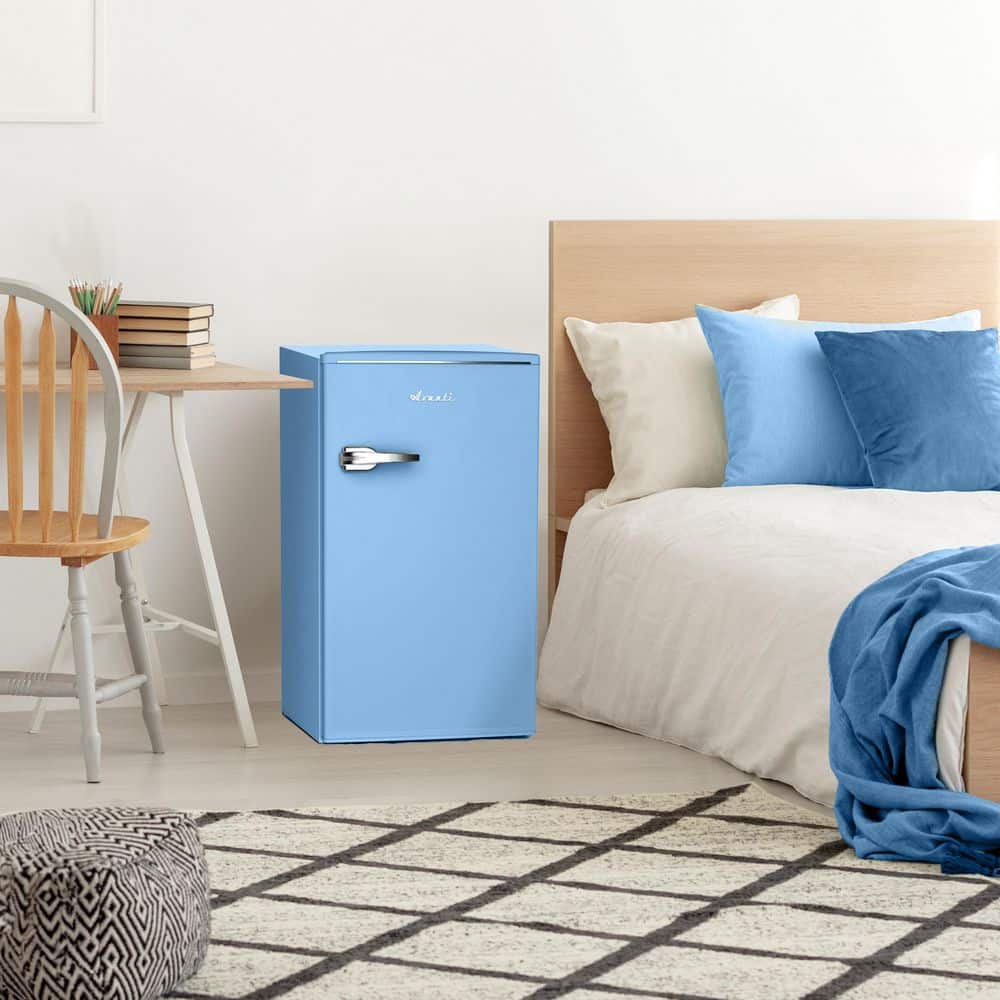 Robin's Egg Blue Compact Retro Mini Fridge with Glass Shelves