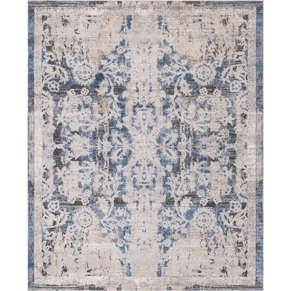 Unique Loom Portland Albany Beige/Navy Blue 8 ft. x 10 ft. Area Rug