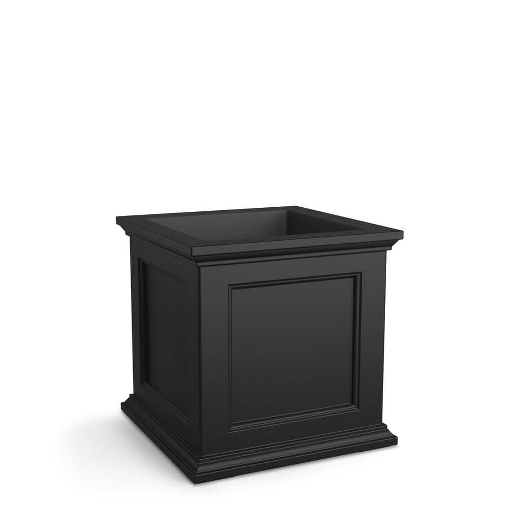 Fairfield Square 20" Black Self-Watering Polyethylene Outdoor Planter