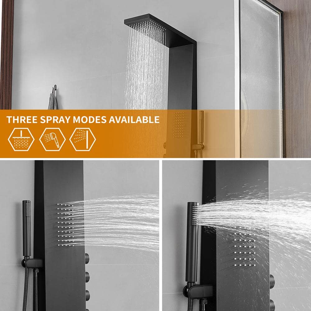 Matte Black Multi-Function Brass Shower Panel System