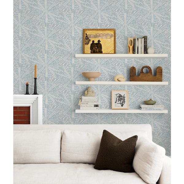Grey Blue Sunburst Peel and Stick Wallpaper