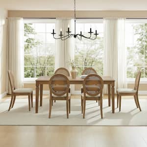 Katia Driftwood 7-PC Dining Set with Upholstered Chairs