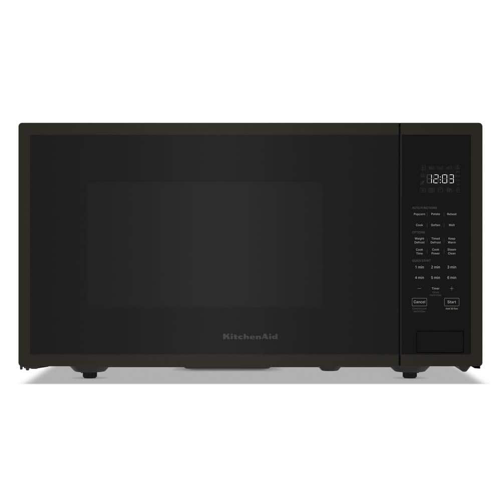 KitchenAid 22 in. 1.6 cu. ft. Countertop Microwave in Black W/Stainless with Auto Functions -  KMCS122PBS