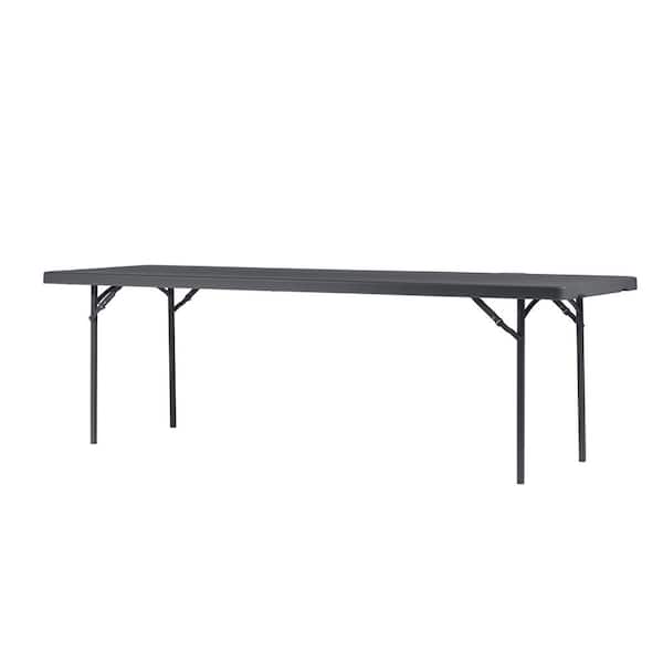 ZOWN 60528SGY1E Classic 8 ft. Commercial Blow Mold Folding Table, Gray - 2