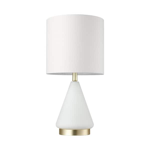 Novogratz x Globe Electric Robertson 23 in. White Glass Table Lamp with White Linen Shade