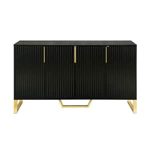Black MDF and Particle Board 60 in. Sideboard with Adjustable Shelves